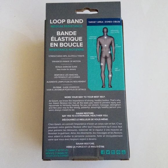 New GAIAM Restore Medium Resistance Loop Band With Bonus Exercise Guide - Picture 6 of 8